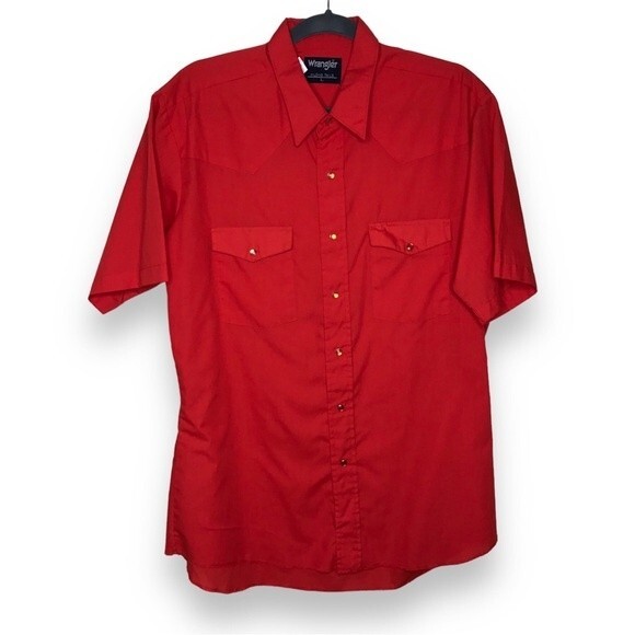 Vintage Wrangler X Long Tails Red Pearl Snap Short Sleeve Shirt Mens Size Large - Picture 1 of 10